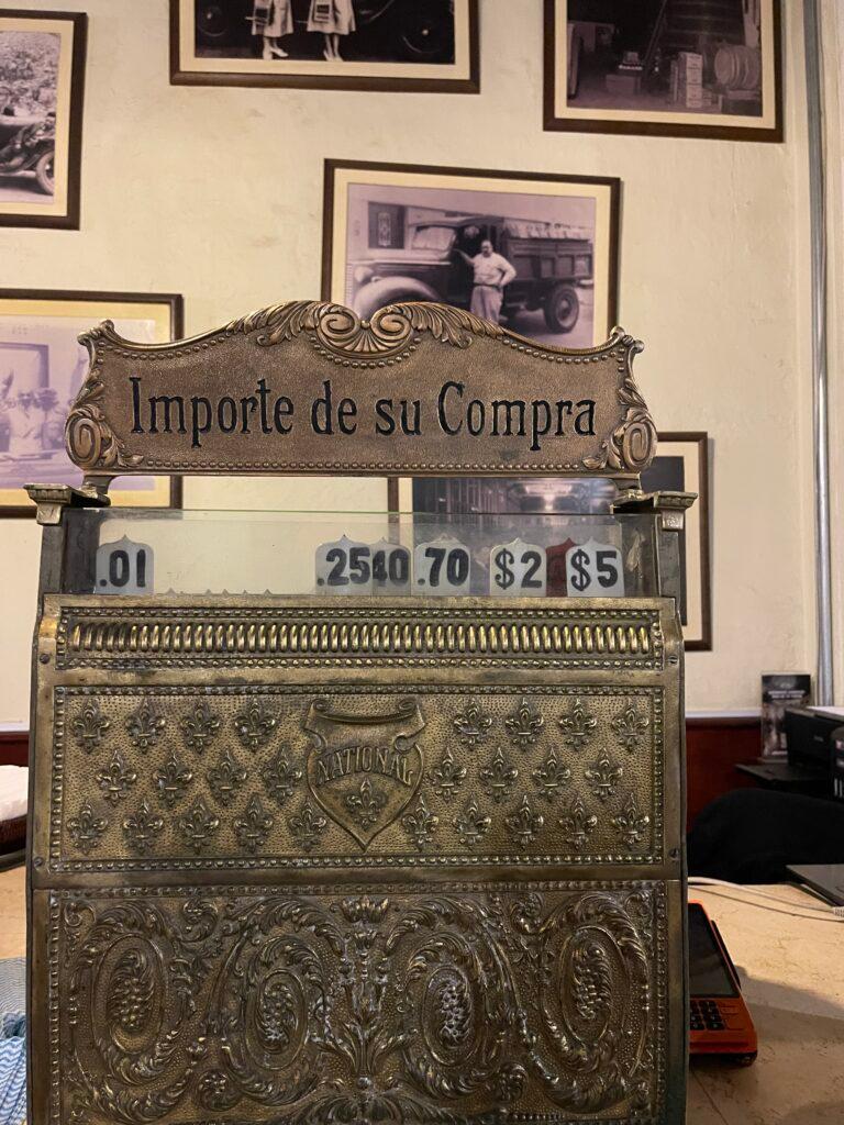 Antique cash register at Antigua Taberna Queirolo in Pueblo Libre Lima Peru