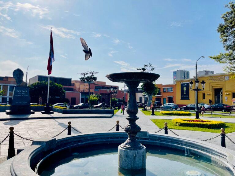 Bronze Fountain in Plaza Bolivar Pueblo Libre Lima