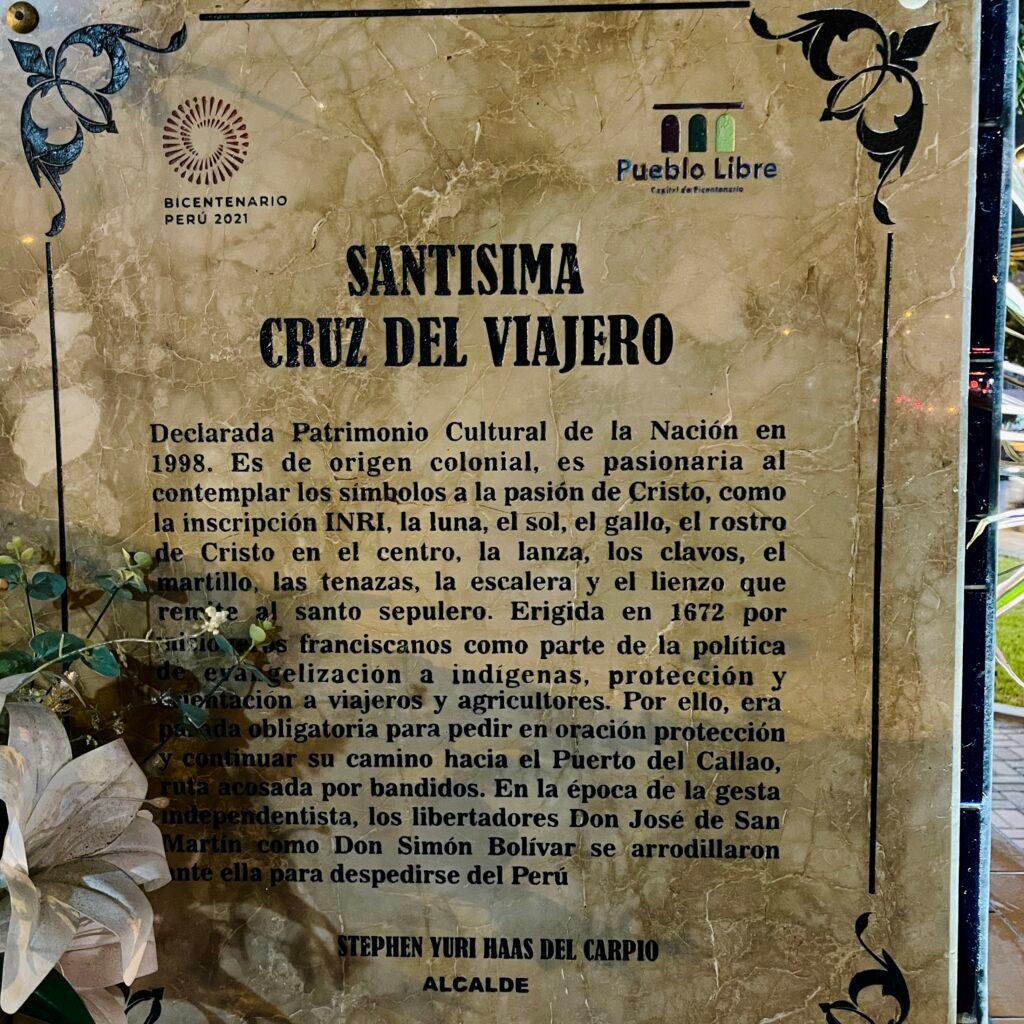 History of the Cross of the Traveler in Pueblo Libre Lima