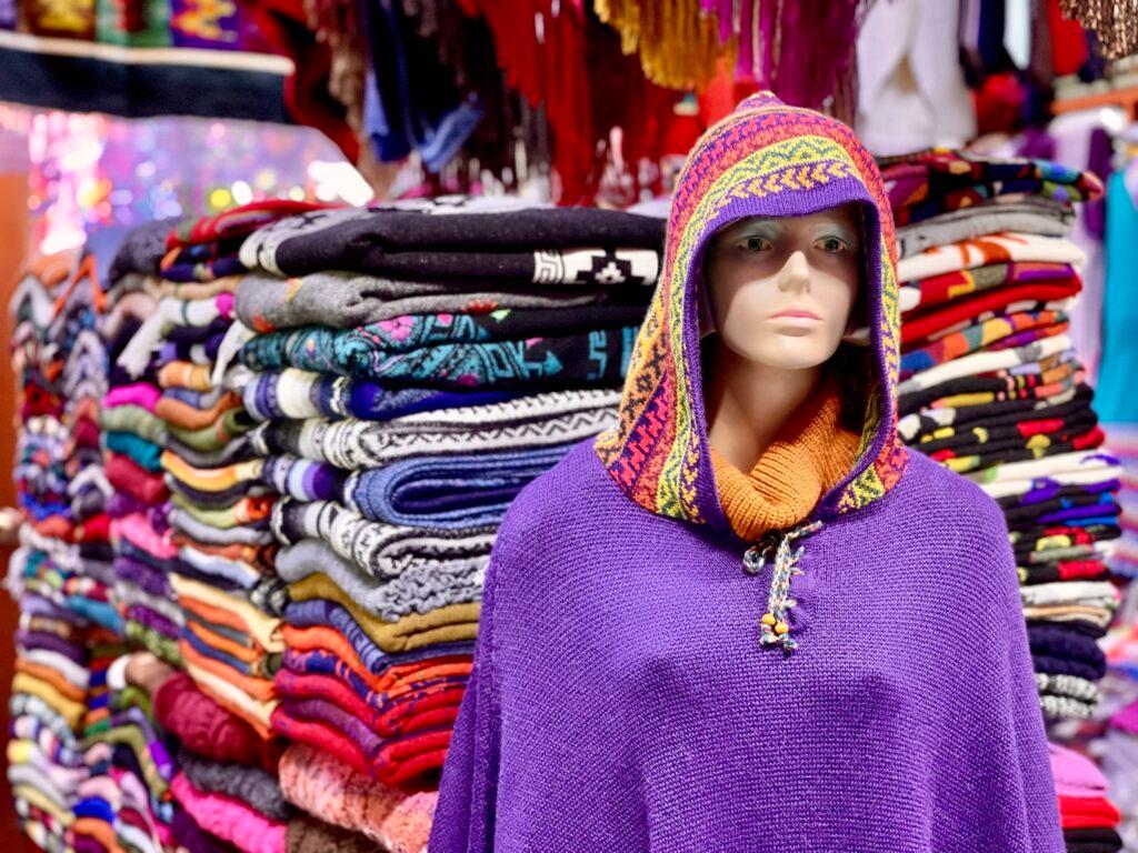 Alpaca clothing souvenirs in Lima Peru