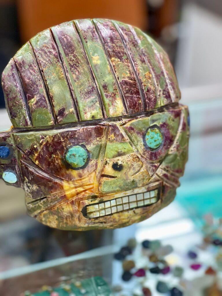 Carved shell souvenirs in Lima Peru