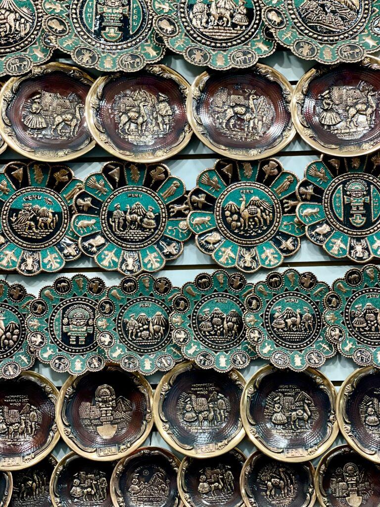 Decorative plates as souvenirs in Lima Peru