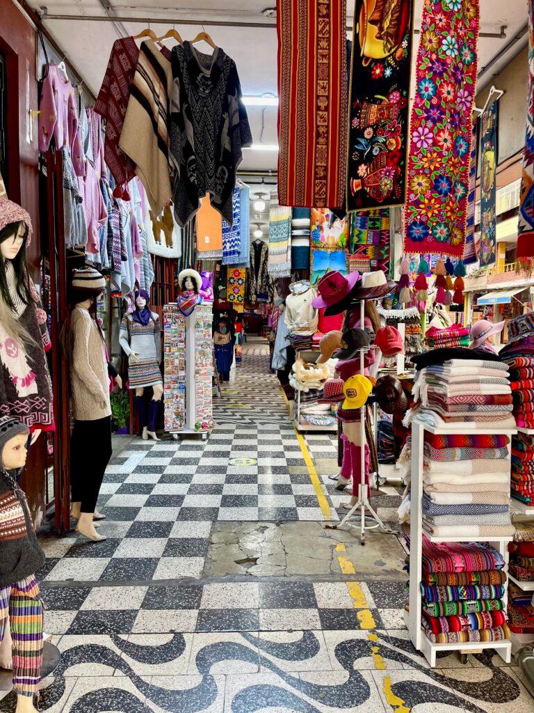 Endless rows of Souvenir wholesalers in Pueblo Libre, Lima Peru