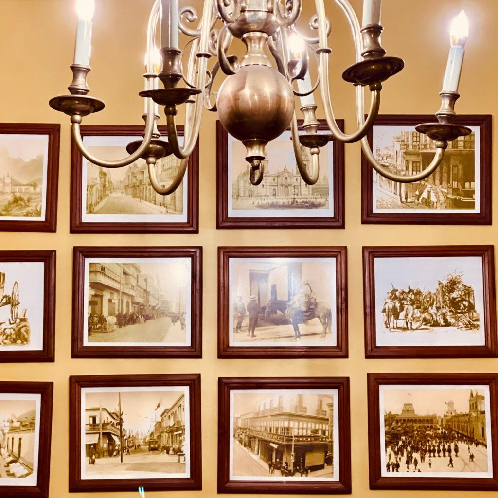 Historic photos in Quinta Bolívar bar in Pueblo Libre