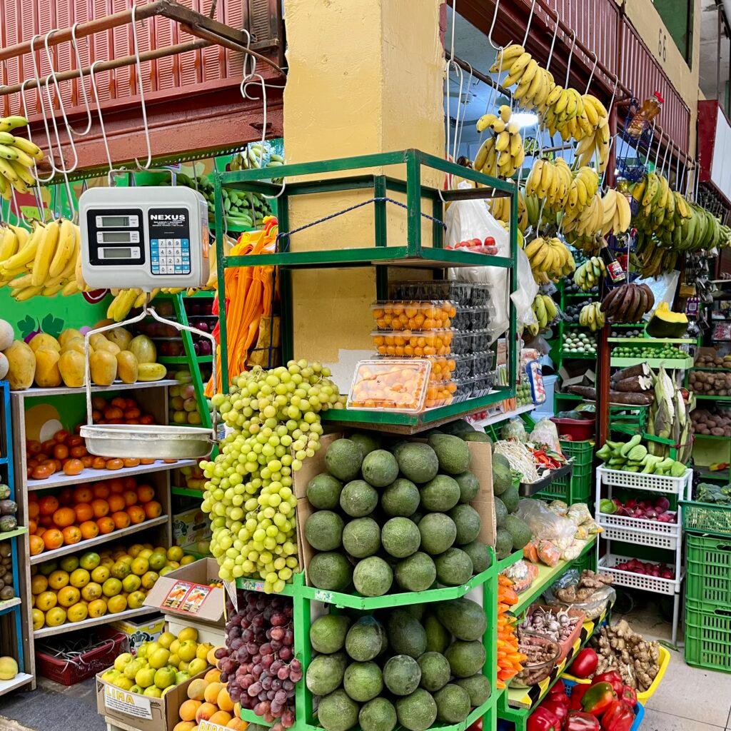 Fruit and vegetables for sale in the traditional markets of Pueblo Libre Lima