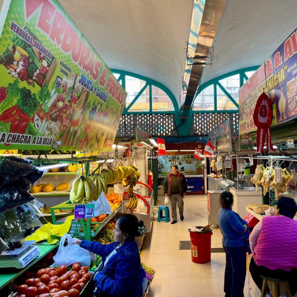 Local shopping in the traditional Mercado de Pueblo Libre Lima