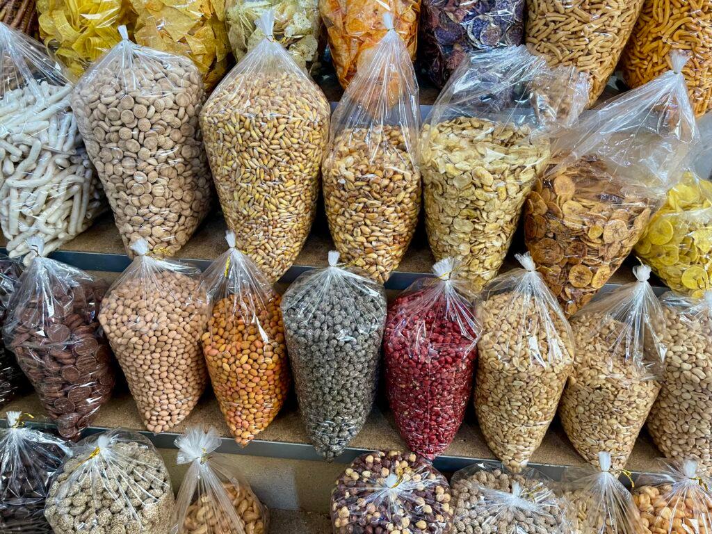 Nuts and grains for sale in the traditional markets of Pueblo Libre