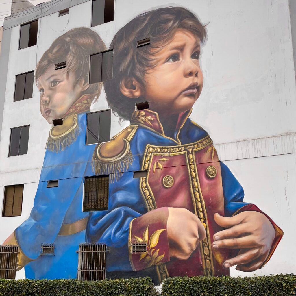 Street Art Mural of Jose de San Martin as a baby in Pueblo Libre Lima