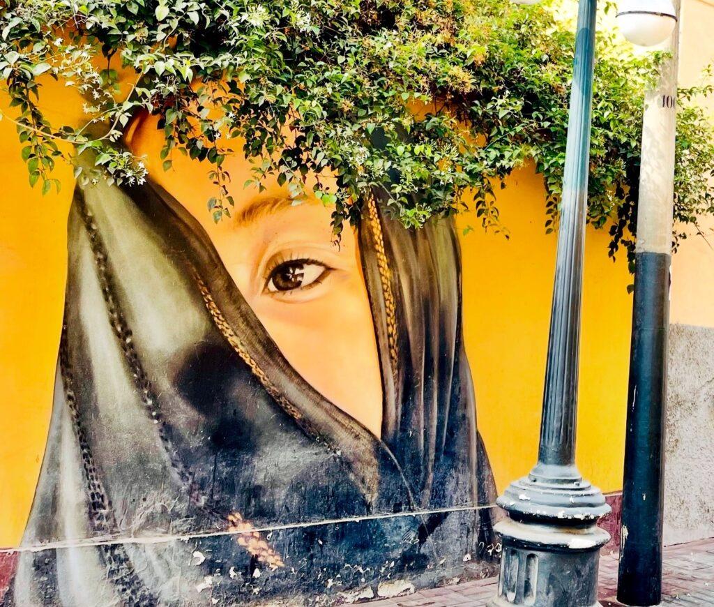 Street Art showing a traditional veil warn by a Peruvian Concubine during the Colonial Era