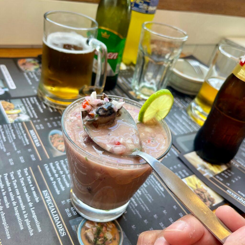Black Mussels on the menu at La Pescadora cevicheria in Lima Peru