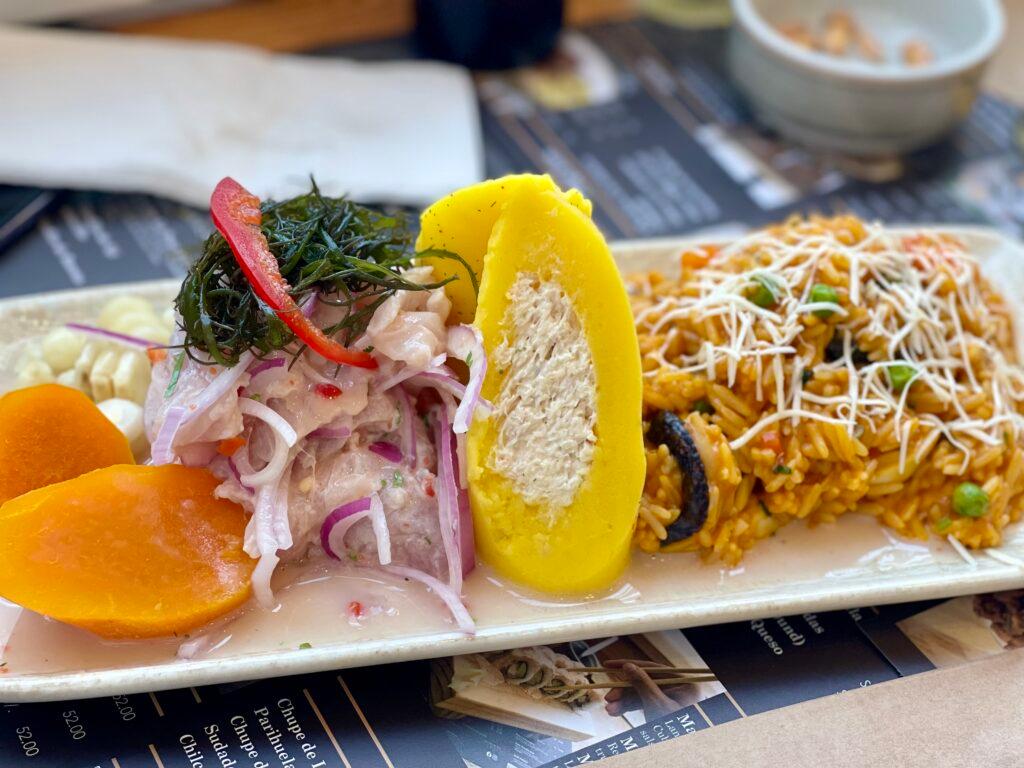 Causa in La Pescadora seafood restaurant in Lima Peru